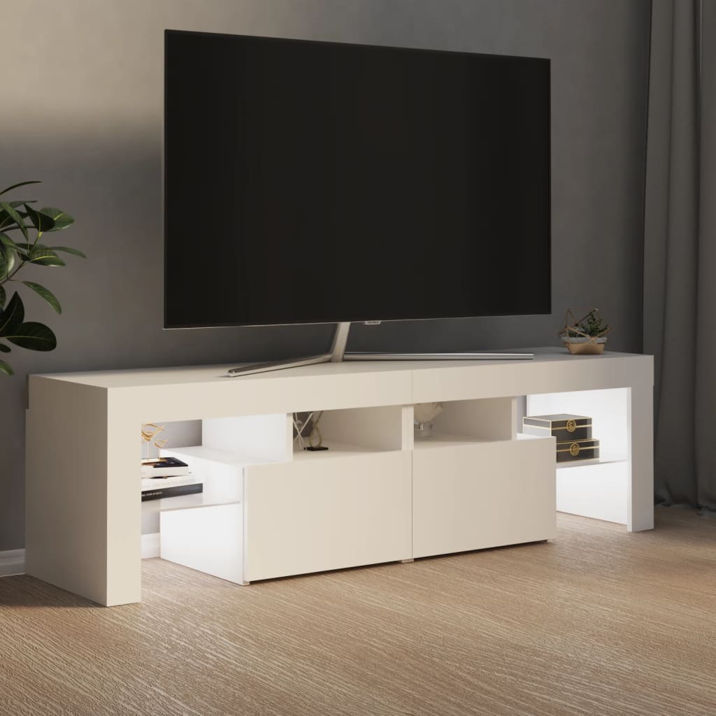 vidaXL tv-bord med LED-lys 140x36,5x40 cm hvid