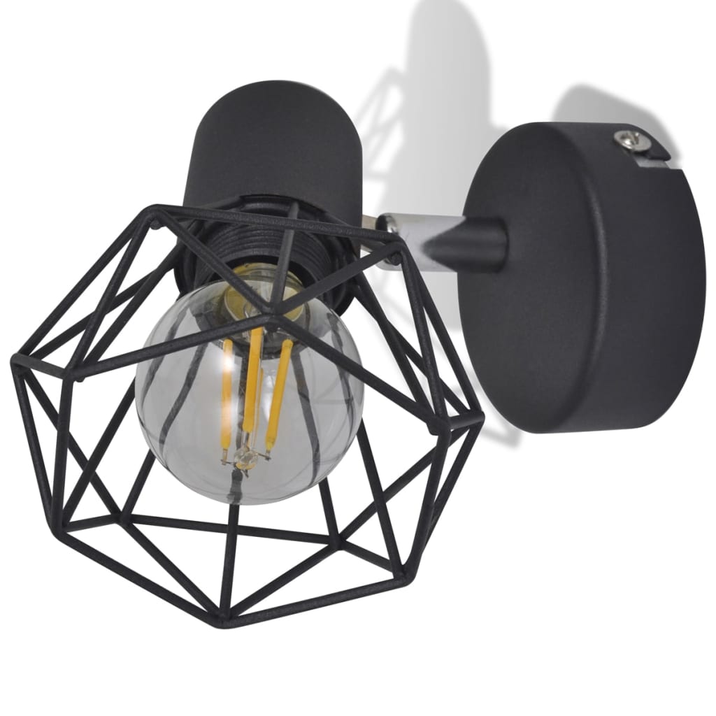 vidaXL væglamper 2 stk. med LED-pærer industriel stil sort