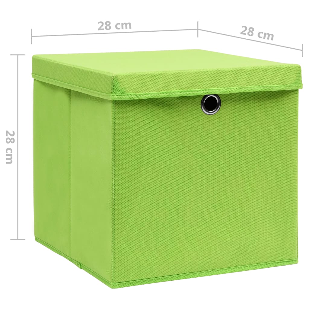 vidaXL opbevaringskasser med låg 4 stk. 28x28x28 cm grøn