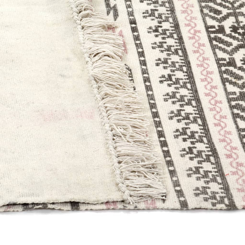 vidaXL kilim-tæppe med mønster bomuld 120 x 180 cm grå/pink