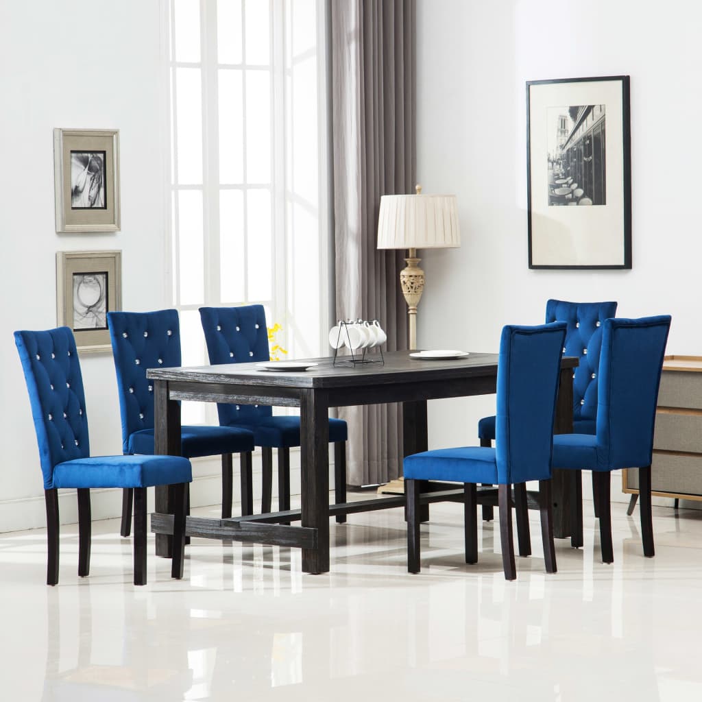 vidaXL spisebordsstole 6 stk. fløjl mørkeblå