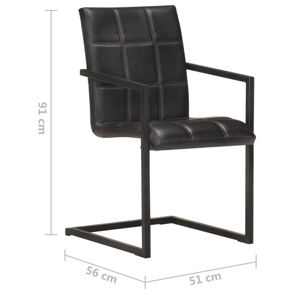 vidaXL spisebordsstole med cantilever 2 stk. ægte læder sort