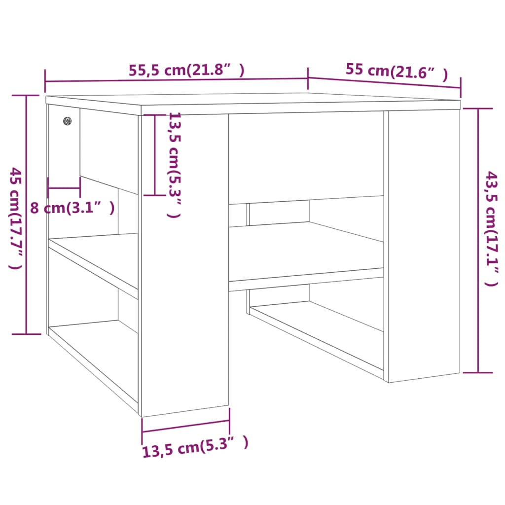 vidaXL sofabord 55,5x55x45 cm konstrueret træ betongrå