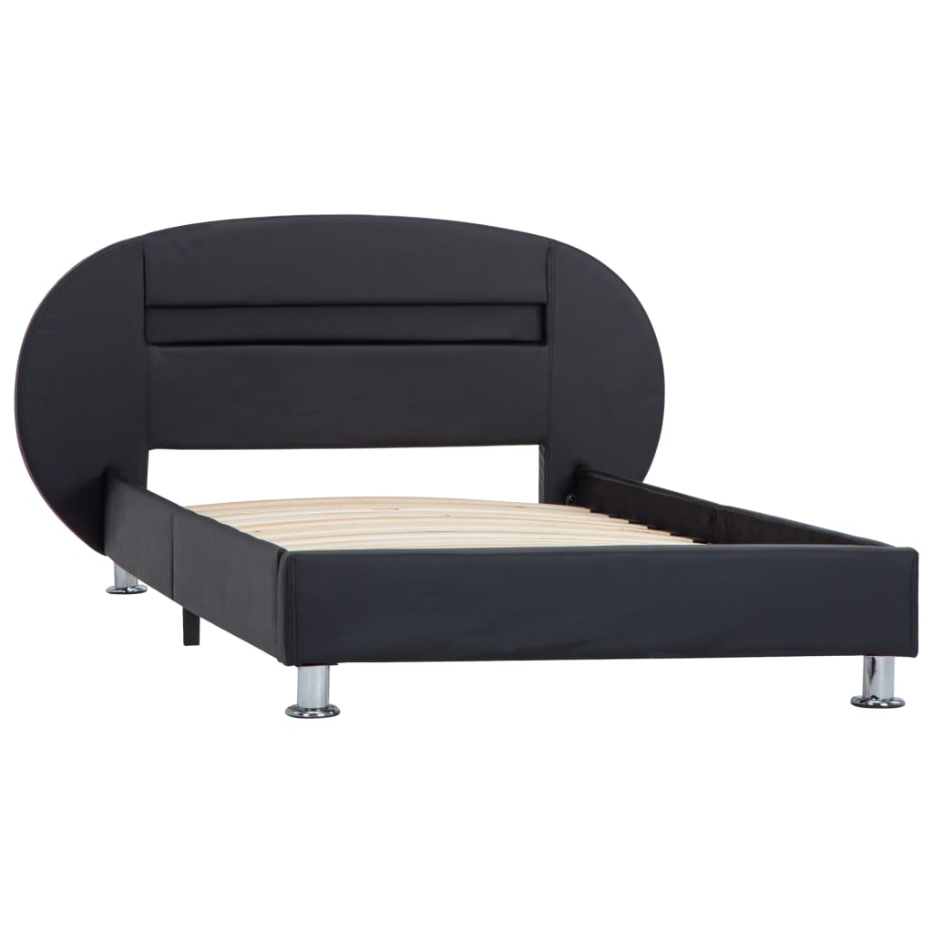 vidaXL sengestel med LED 90 x 200 cm kunstlæder sort