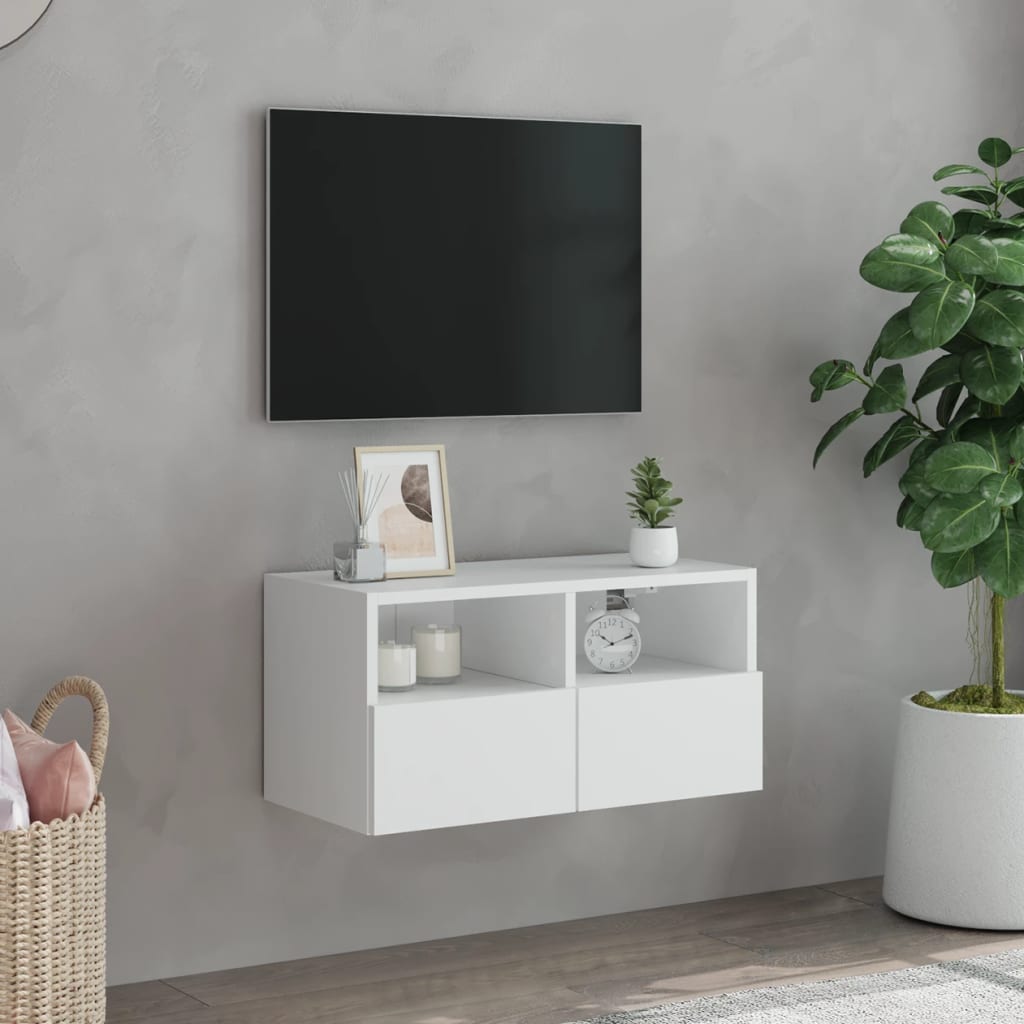 vidaXL væghængt tv-bord 60x30x30 cm konstrueret træ hvid