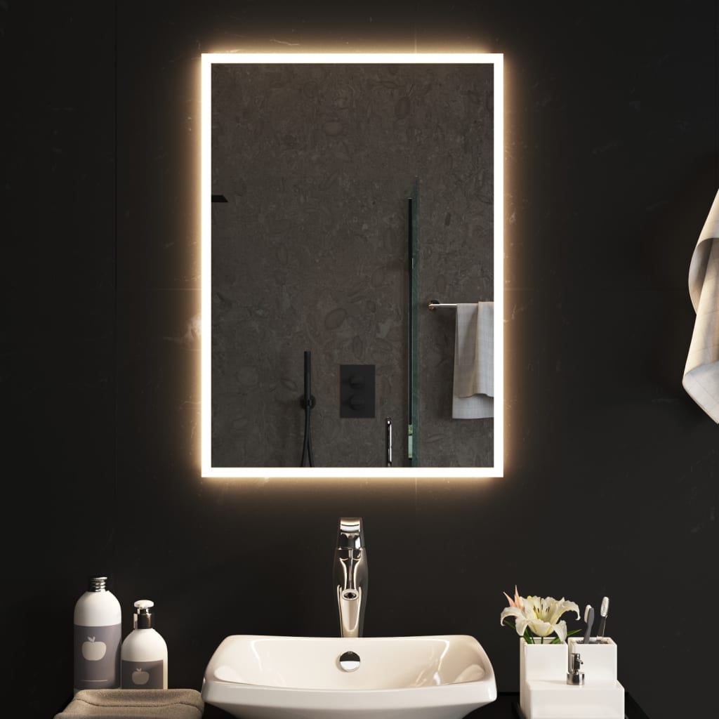 vidaXL badeværelsesspejl med LED-lys 50x70 cm