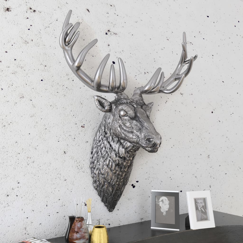 vidaXL hjortehoved-dekoration vægmonteret aluminium sølv