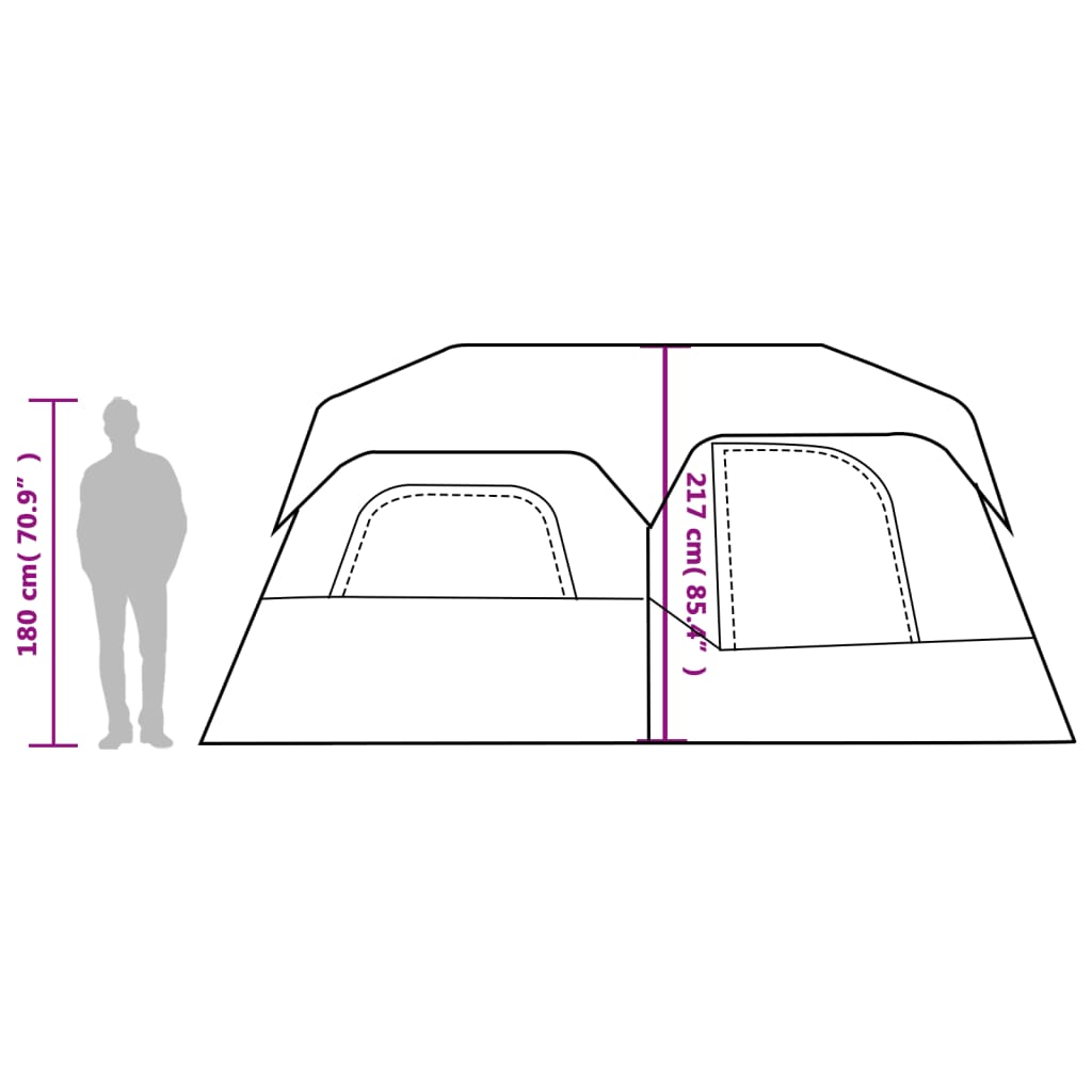 vidaXL 9-personers campingtelt med LED-lys lyseblå