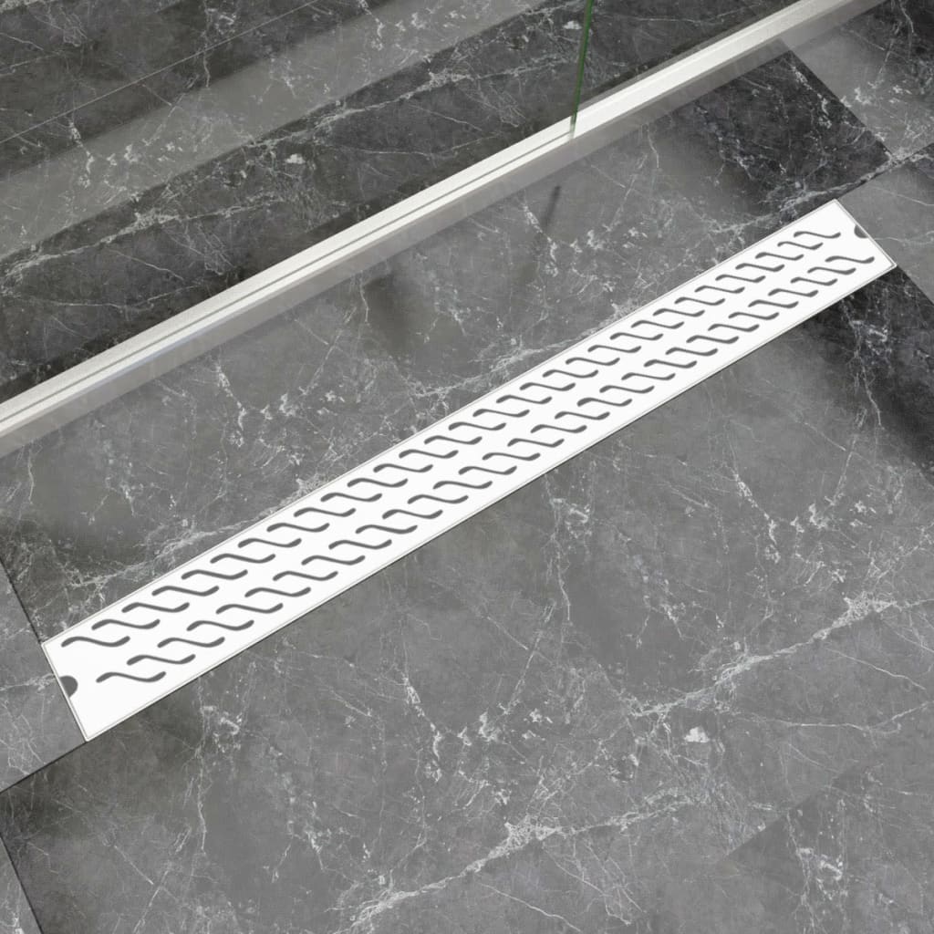 vidaXL Lineært bruseafløb bølgedesign 1030x140 mm rustfrit stål