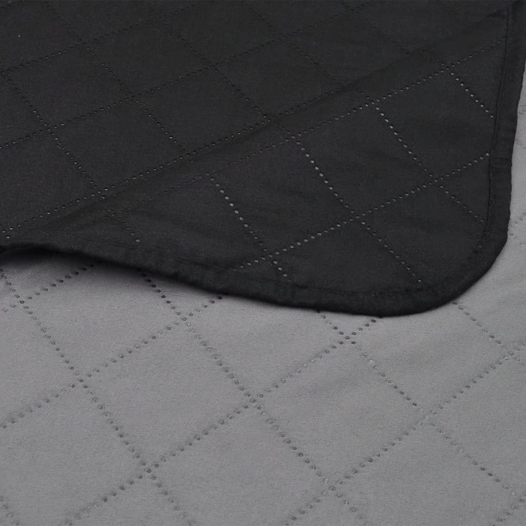 vidaXL dobbeltsidet quiltet sengetæppe sort og grå 230 x 260 cm