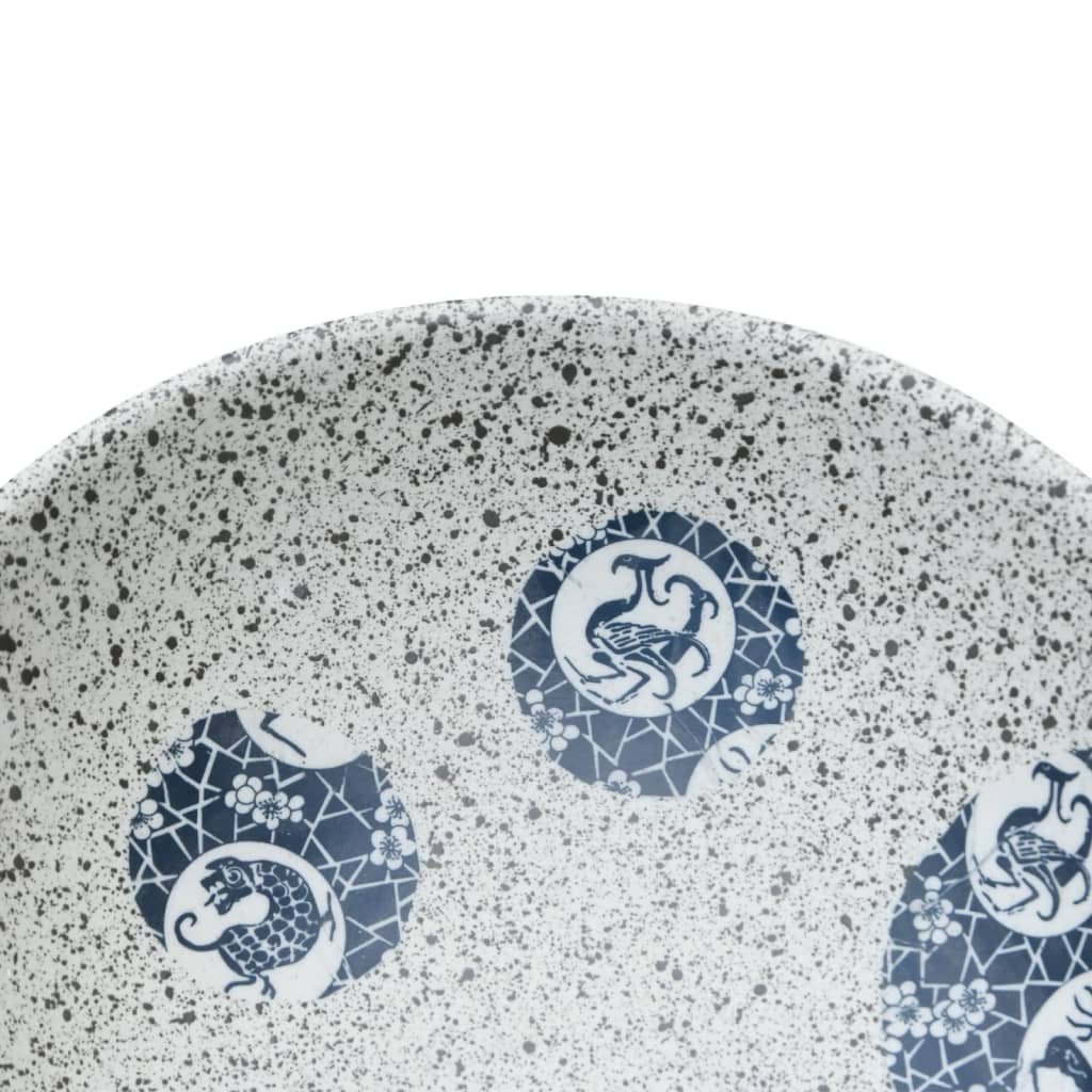 vidaXL håndvask til bordplade 47x33x13 cm oval keramik grå og blå