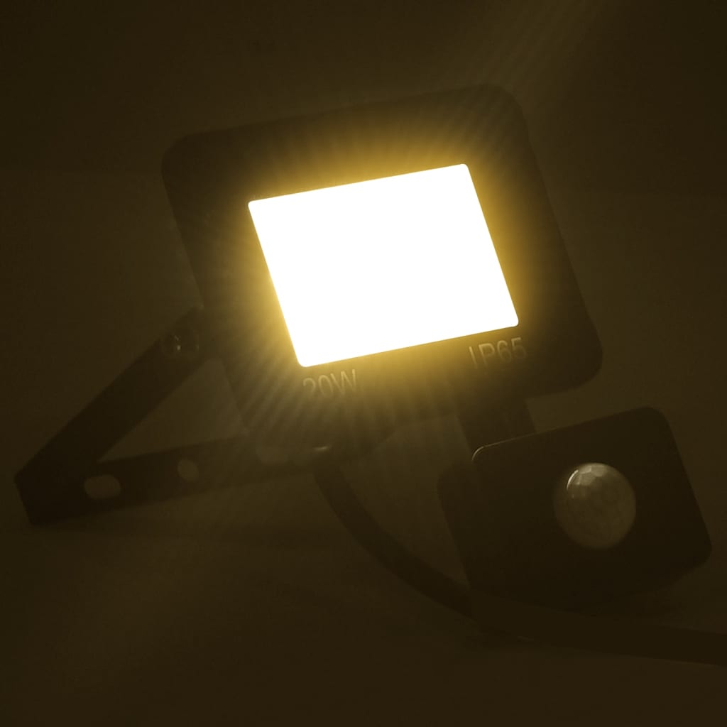 vidaXL LED-projektør med sensor 20 W varm hvid