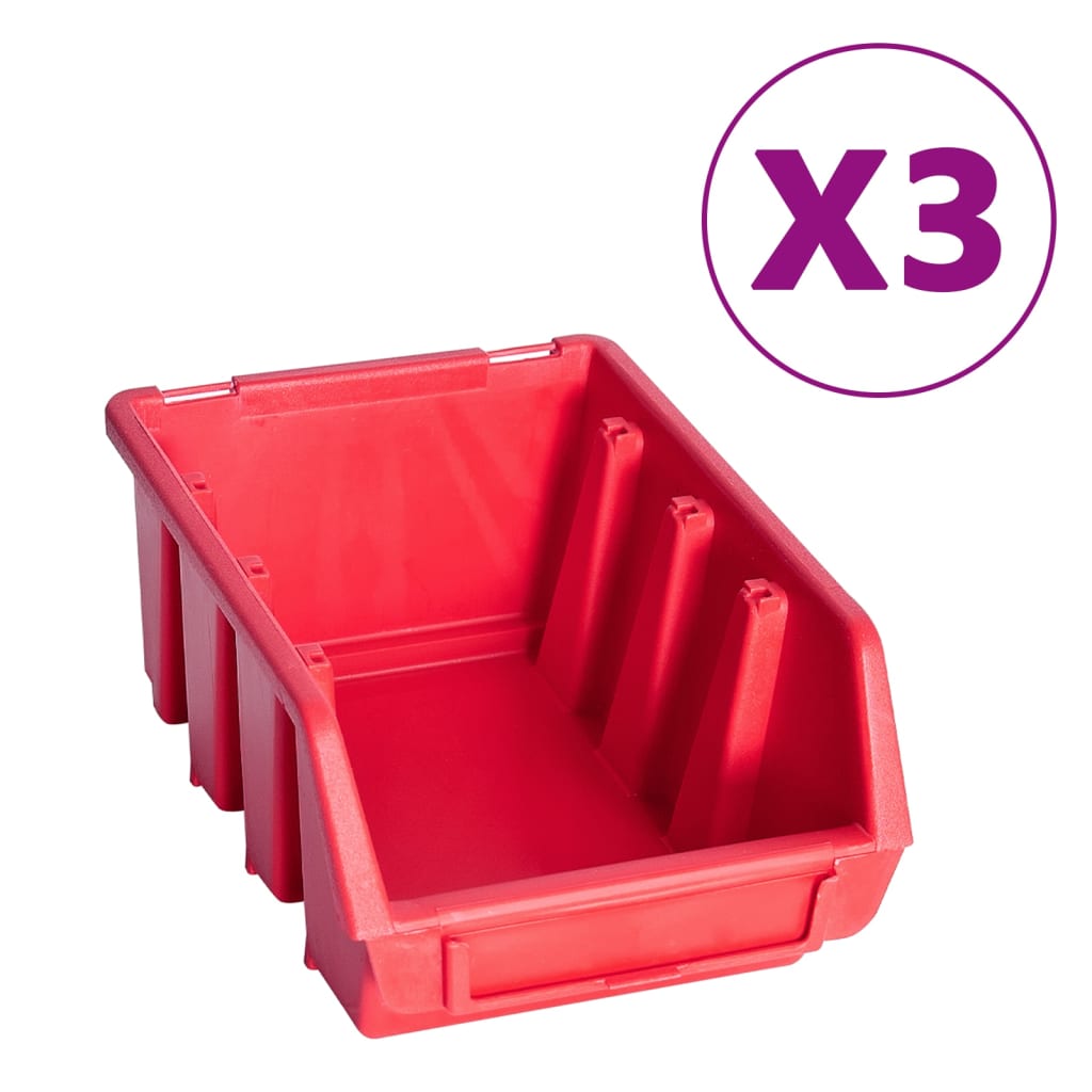 vidaXL opbevaringssæt med vægpaneler 34 dele rød og sort