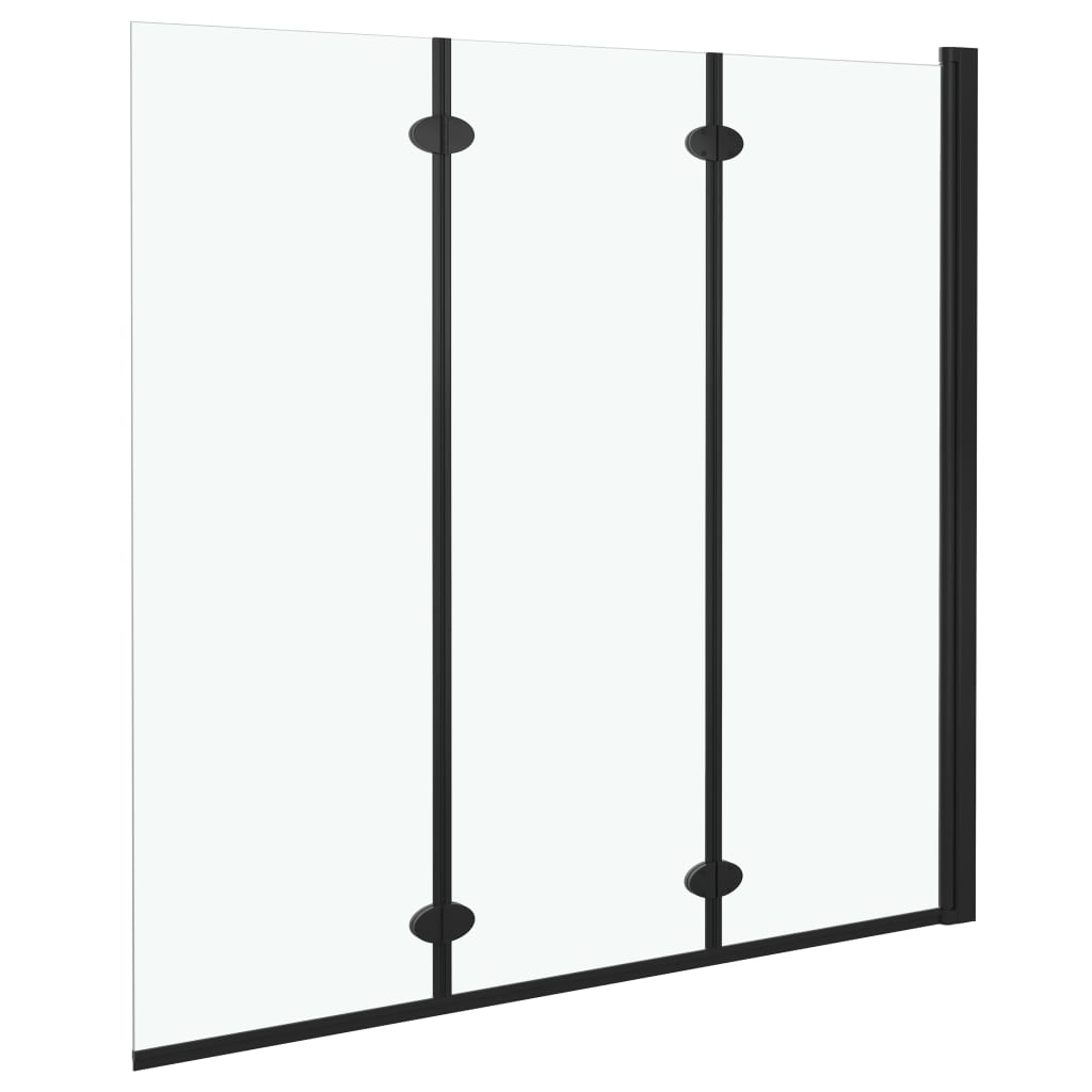 vidaXL foldbar brusekabine 3 paneler ESG 130x138 cm sort