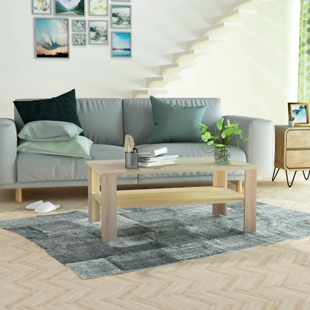 vidaXL sofabord spånplade 100 x 59 x 42 cm egetræ