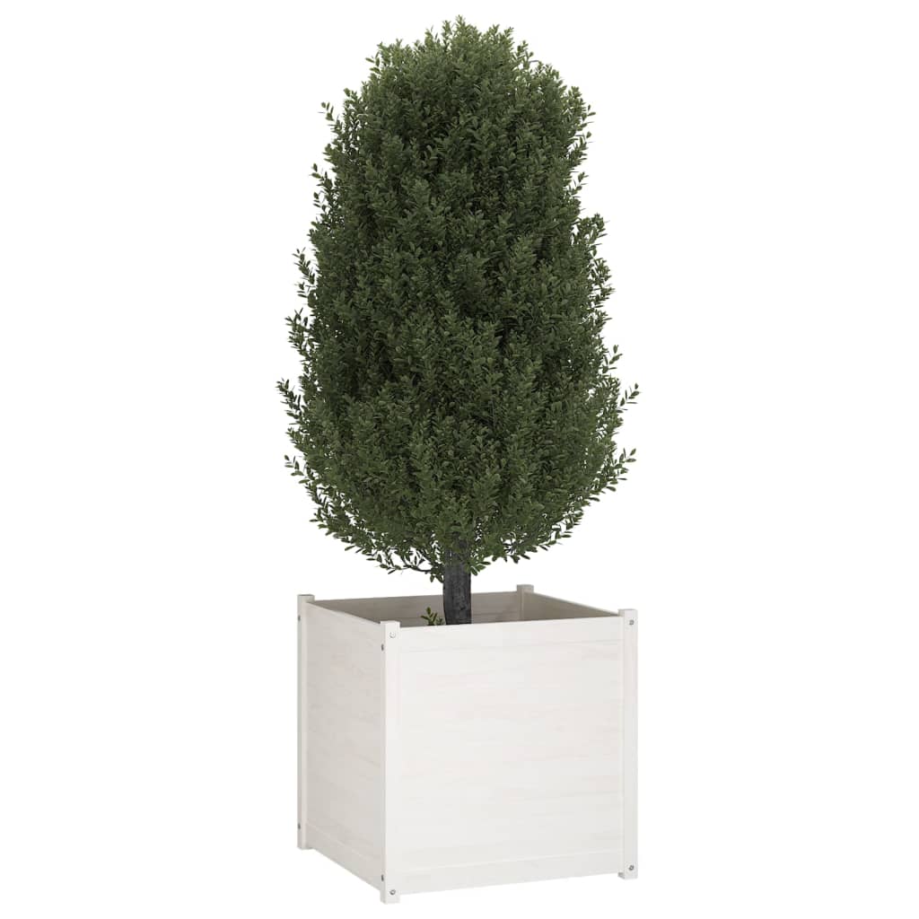 vidaXL plantekasse 70x70x70 cm massivt fyrretræ hvid
