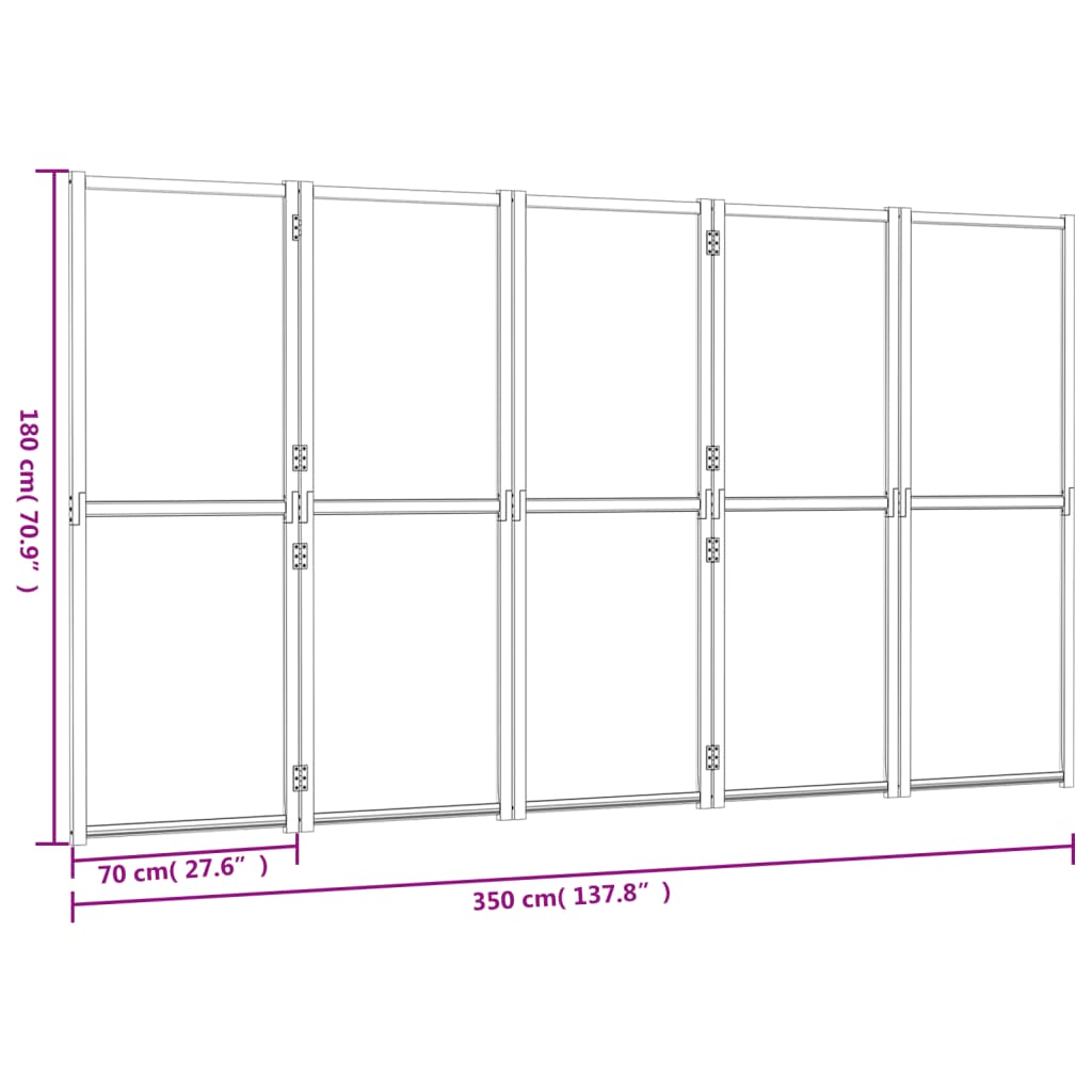 vidaXL 5-panels rumdeler 350x180 cm sort