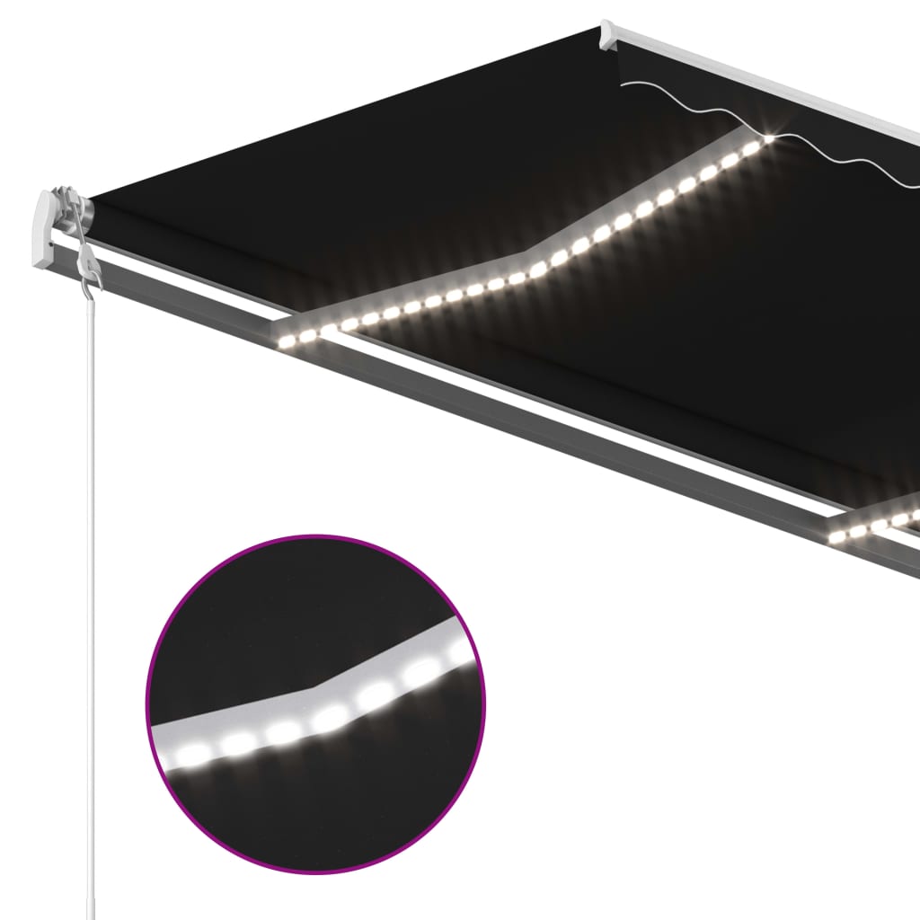 vidaXL markise m. LED-lys 3x2,5 m manuel betjening antracitgrå