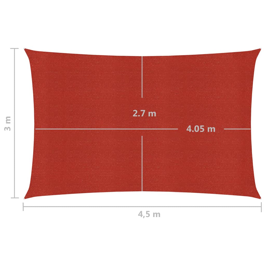 vidaXL solsejl 160 g/m² 3x4,5 m HDPE rød