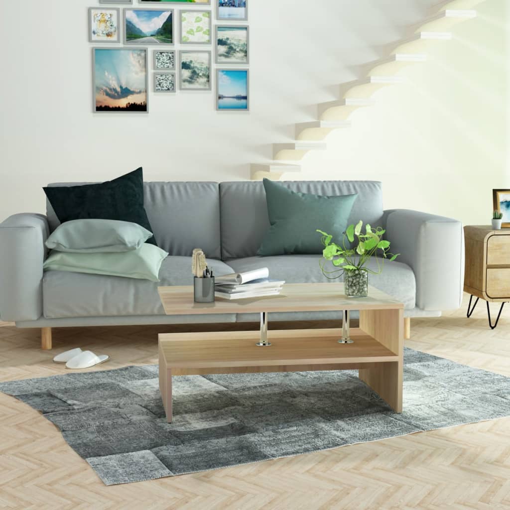 vidaXL sofabord spånplade 90 x 59 x 42 cm egetræ