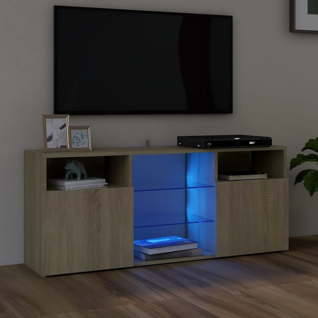 vidaXL tv-bord med LED-lys 120x30x50 cm sonoma-eg