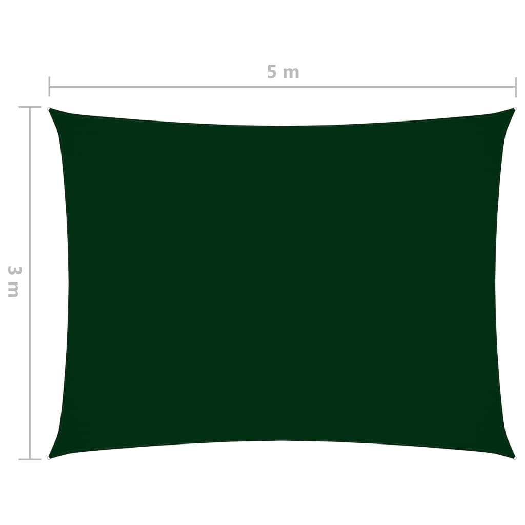 vidaXL solsejl 3x5 m oxfordstof rektangulær mørkegrøn