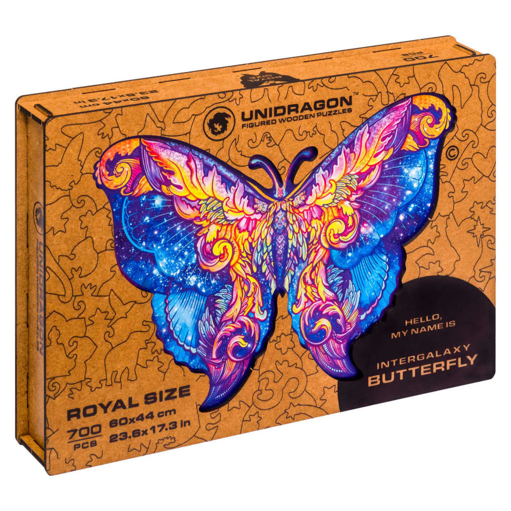 UNIDRAGON puslespil Intergalaxy Butterfly 700 brikker royal size træ