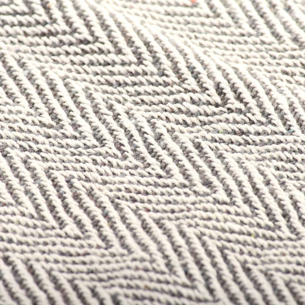 vidaXL plaid 125x150 cm bomuld sildebensmønster grå