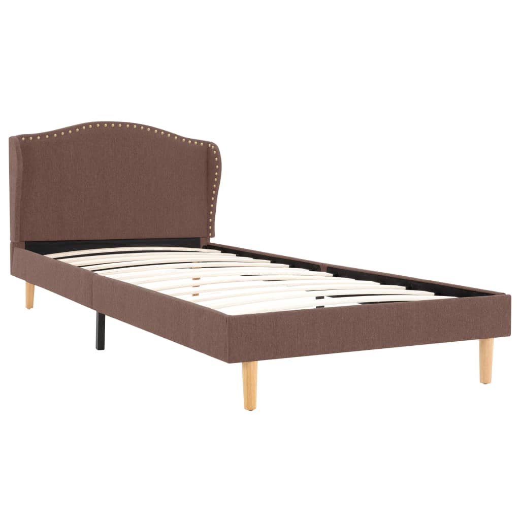 vidaXL seng med madras 90 x 200 cm stof brun