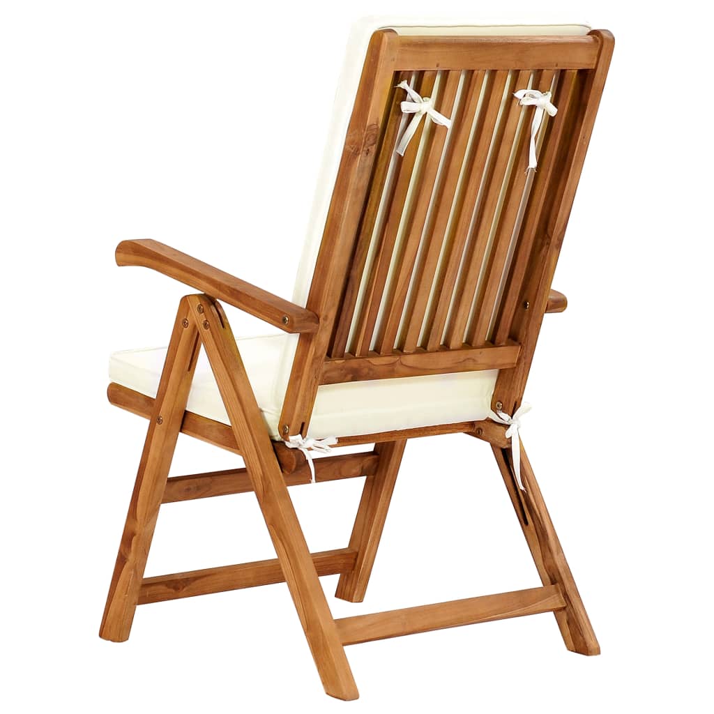 vidaXL havelænestole med hynder 2 stk. massivt teaktræ cremefarvet