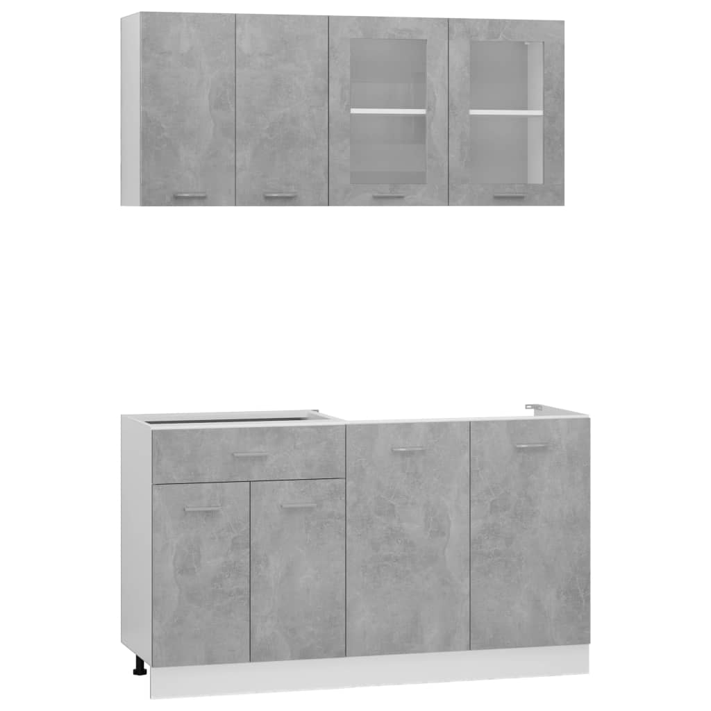 vidaXL køkkenskabssæt 4 dele spånplade betongrå