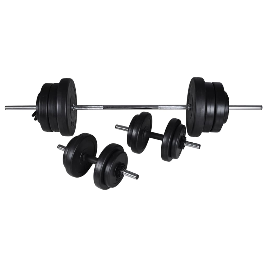 vidaXL vægtbænk med vægtstativ, vægtstang- og håndvægtsæt 60,5 kg