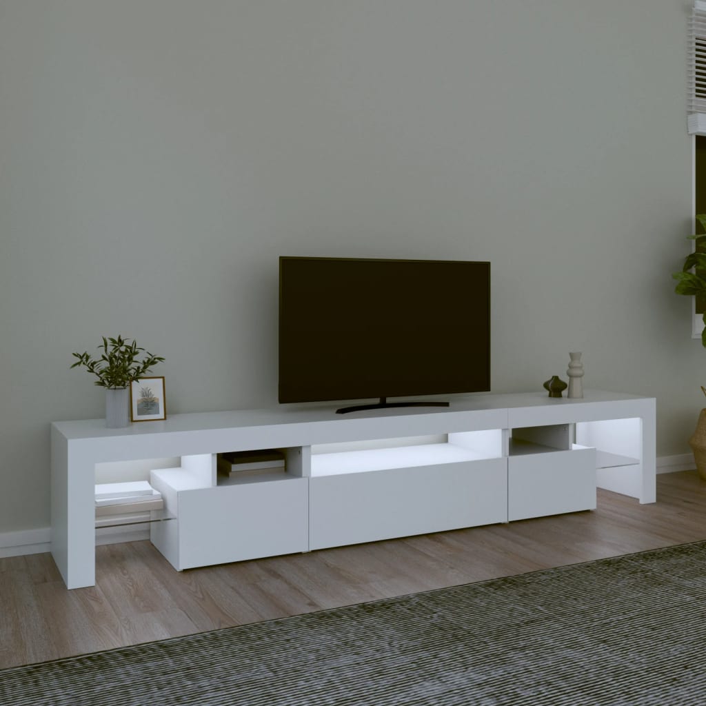 vidaXL tv-skab med LED-lys 215x36,5x40 cm hvid
