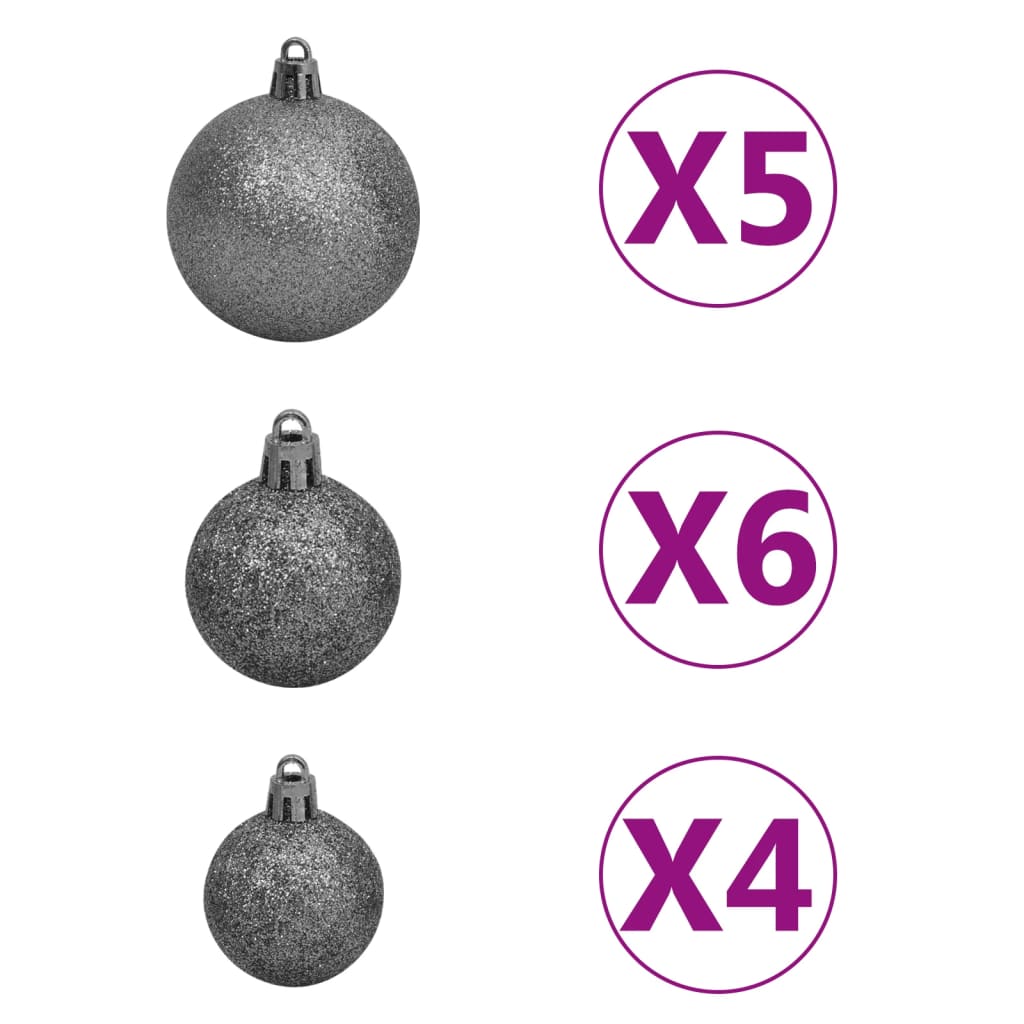 vidaXL juletræ med lys + julekugler og grankogler 150 cm