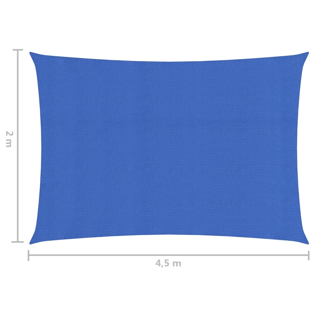 vidaXL solsejl 2x4,5 m 160 g/m² HDPE blå