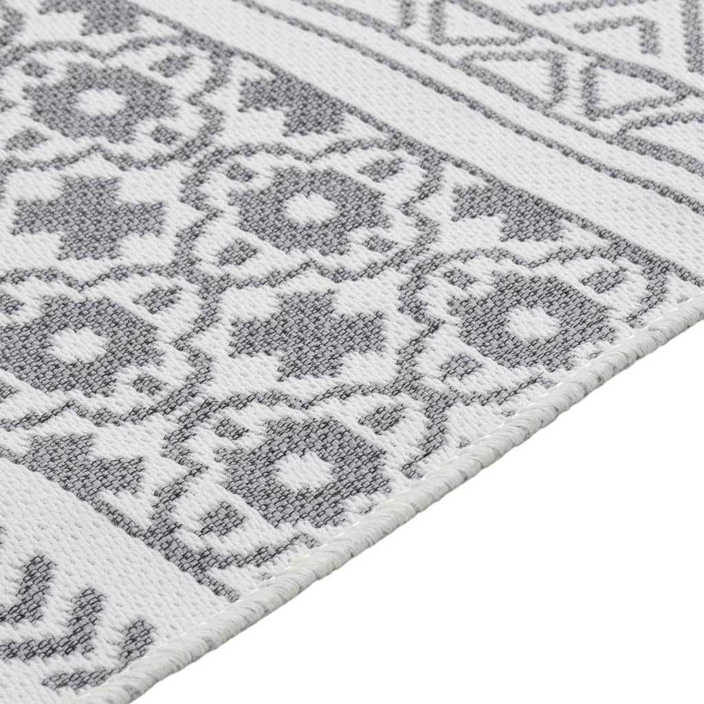 vidaXL gulvtæppe 100x300 cm bomuld grå og hvid