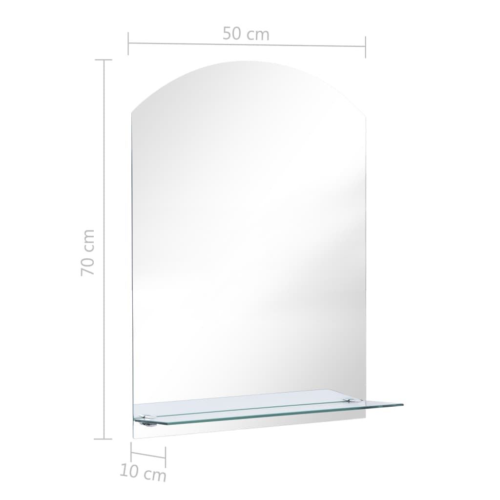 vidaXL vægspejl med hylde 50x70 cm hærdet glas