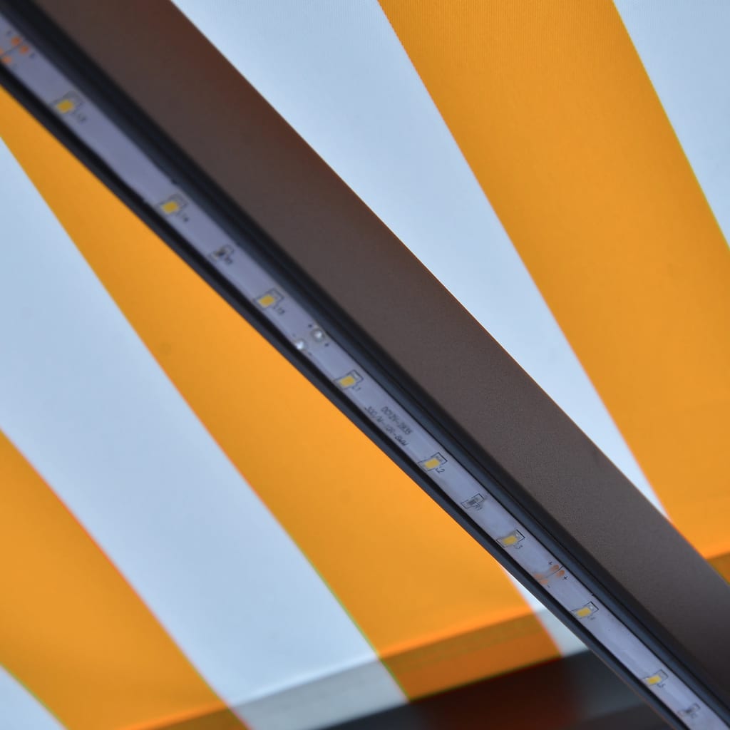 vidaXL manuel foldemarkise m. vindsensor & LED 300x250 cm gul og hvid