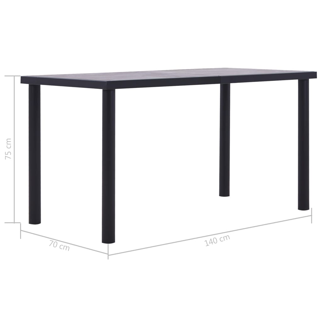vidaXL spisebord 140x70x75 cm MDF sort og betongrå