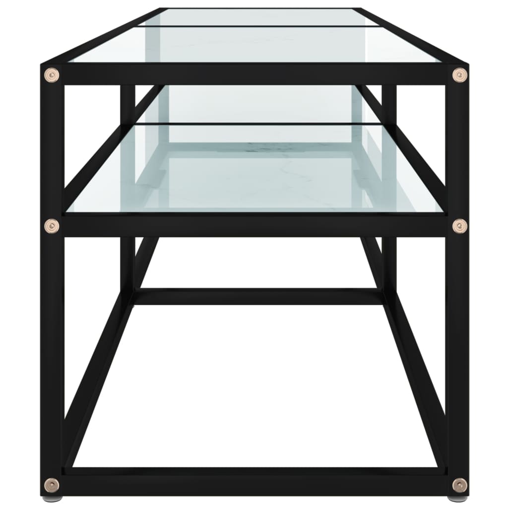 vidaXL tv-bord 140x40x40,5 cm hærdet glas marmoreffekt hvid