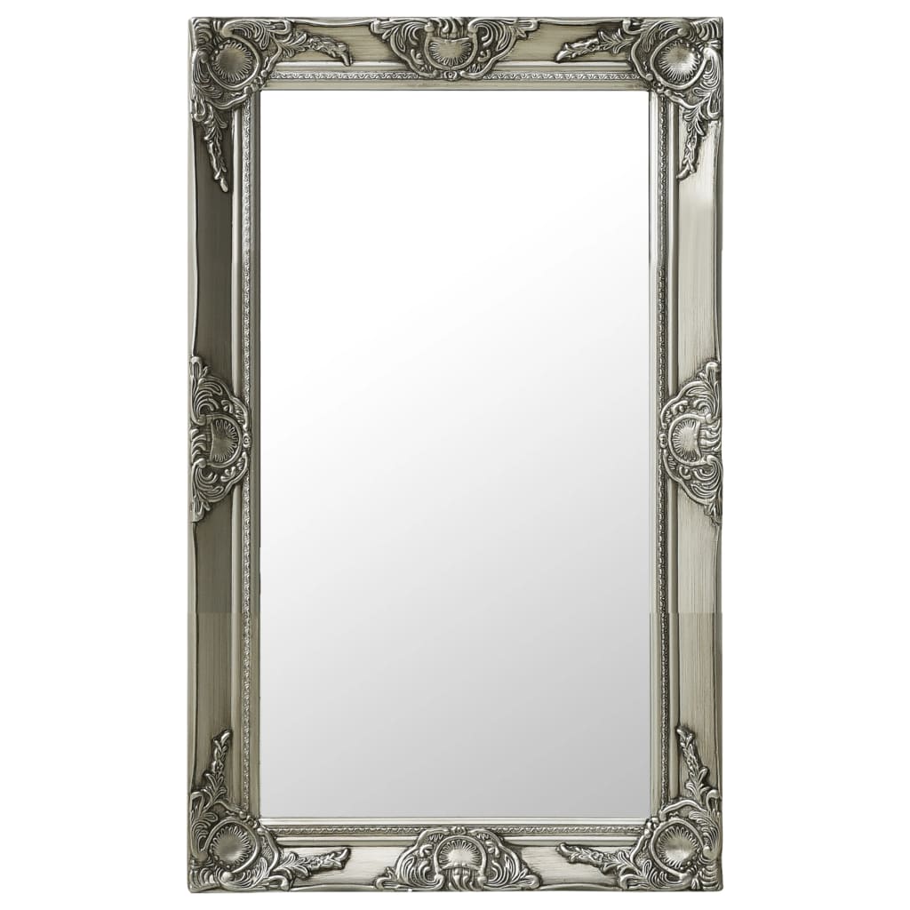 vidaXL vægspejl 50x80 cm barokstil sølvfarvet