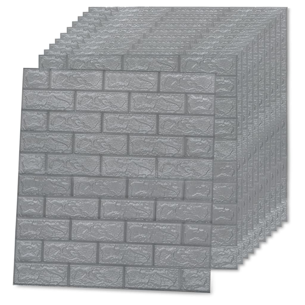 vidaXL 3D vægklistermærker 20 stk. murstensdesign selvklæbende grå