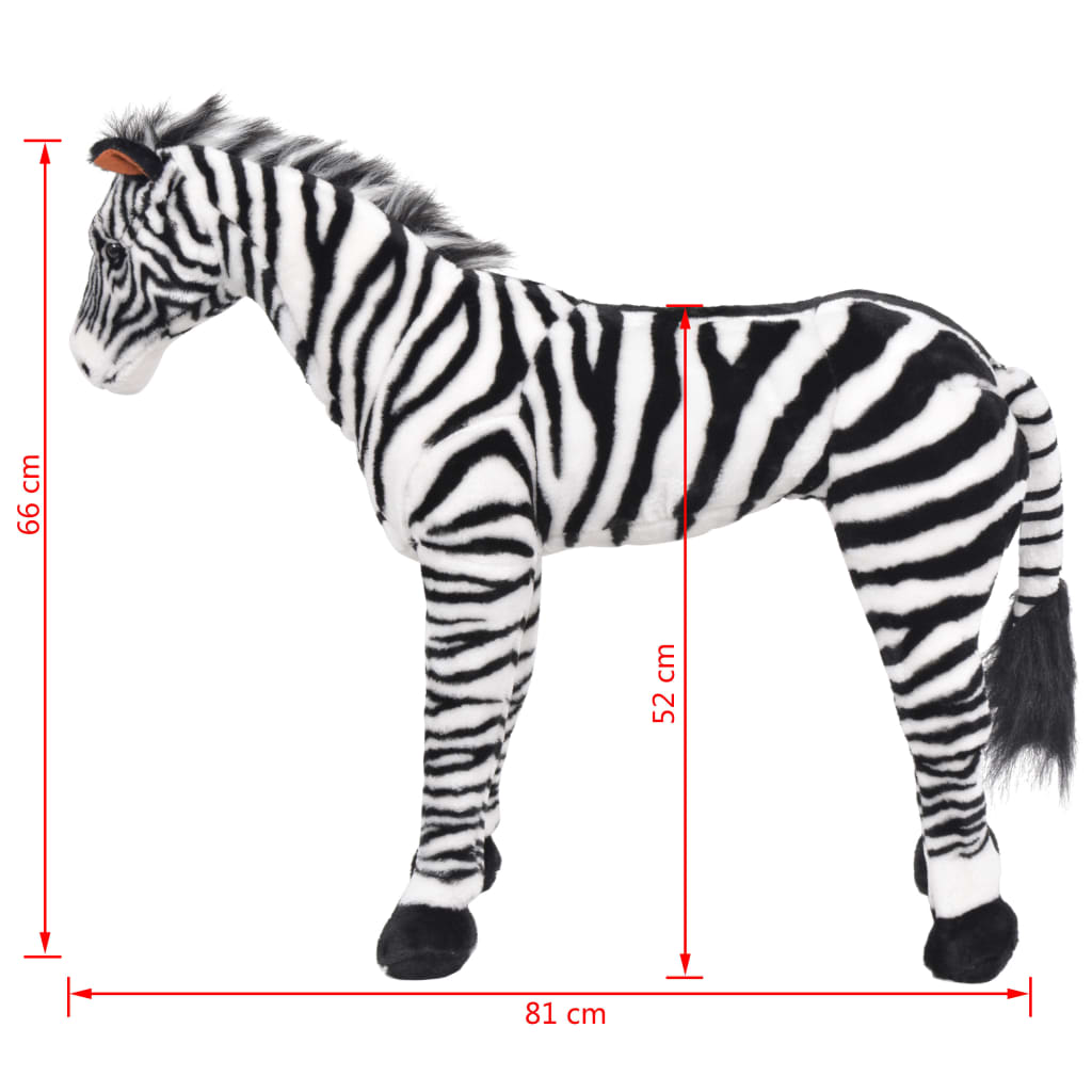 vidaXL stående tøjdyr zebra plysstof XXL sort og hvid