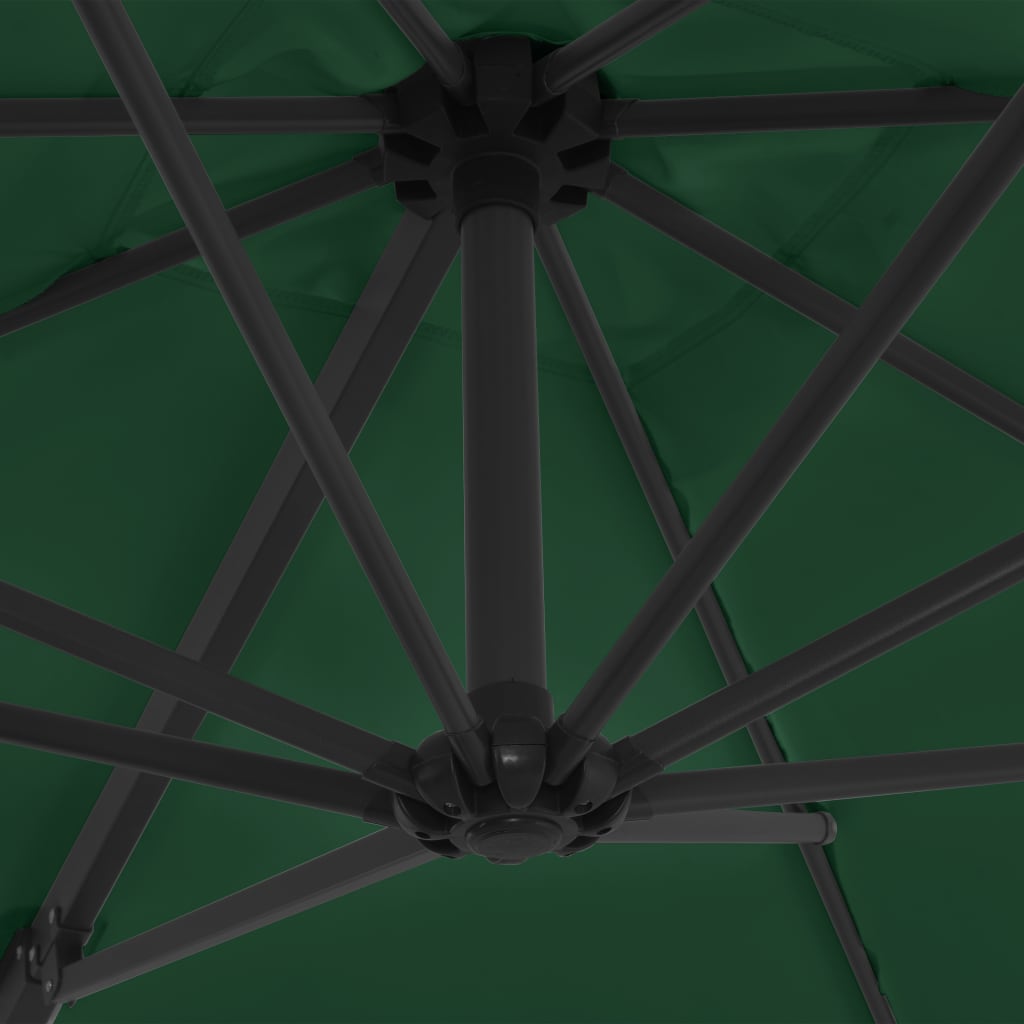 vidaXL hængeparasol med stålstang 250 x 250 cm grøn