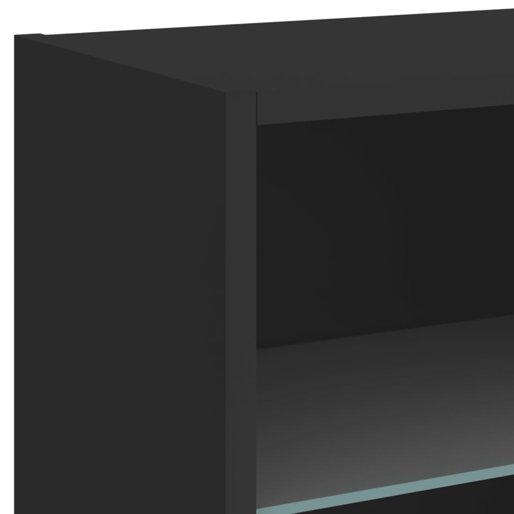 vidaXL tv-møbel til væg 5 dele med LED-lys konstrueret træ sort