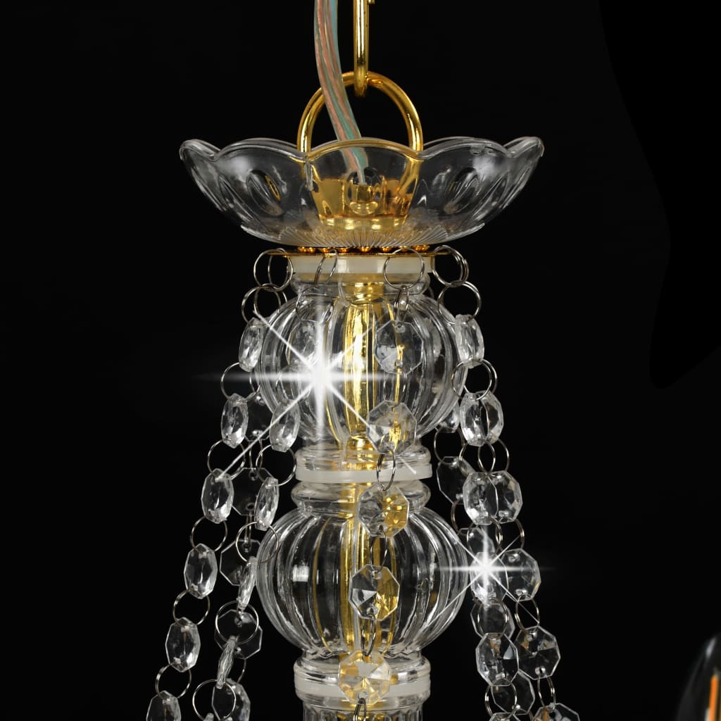 vidaXL lysekrone med perler 8 x E14-pærer guldfarvet