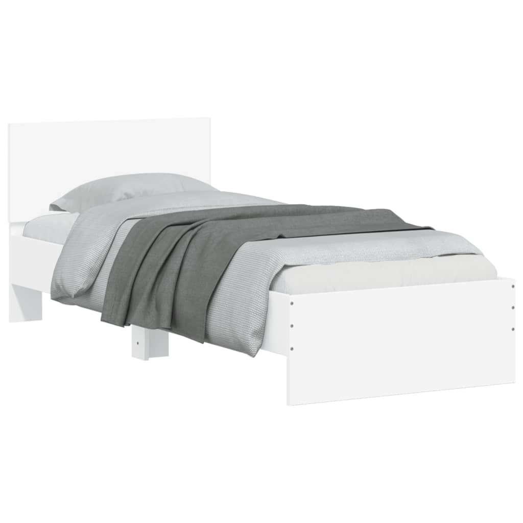 vidaXL sengeramme med sengegavl og LED-lys 75x190 cm hvid