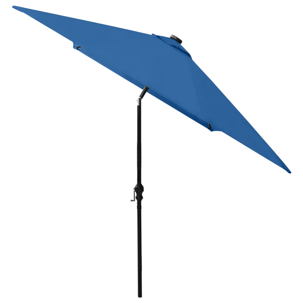 vidaXL parasol med stålstang og LED-lys 2x3 m sort