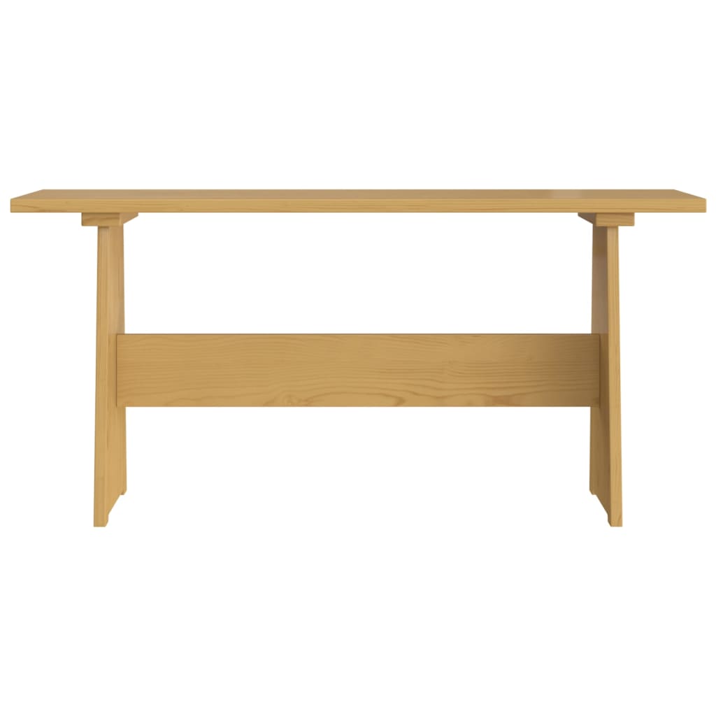 vidaXL spisebord med bænk massivt fyrretræ gyldenbrun