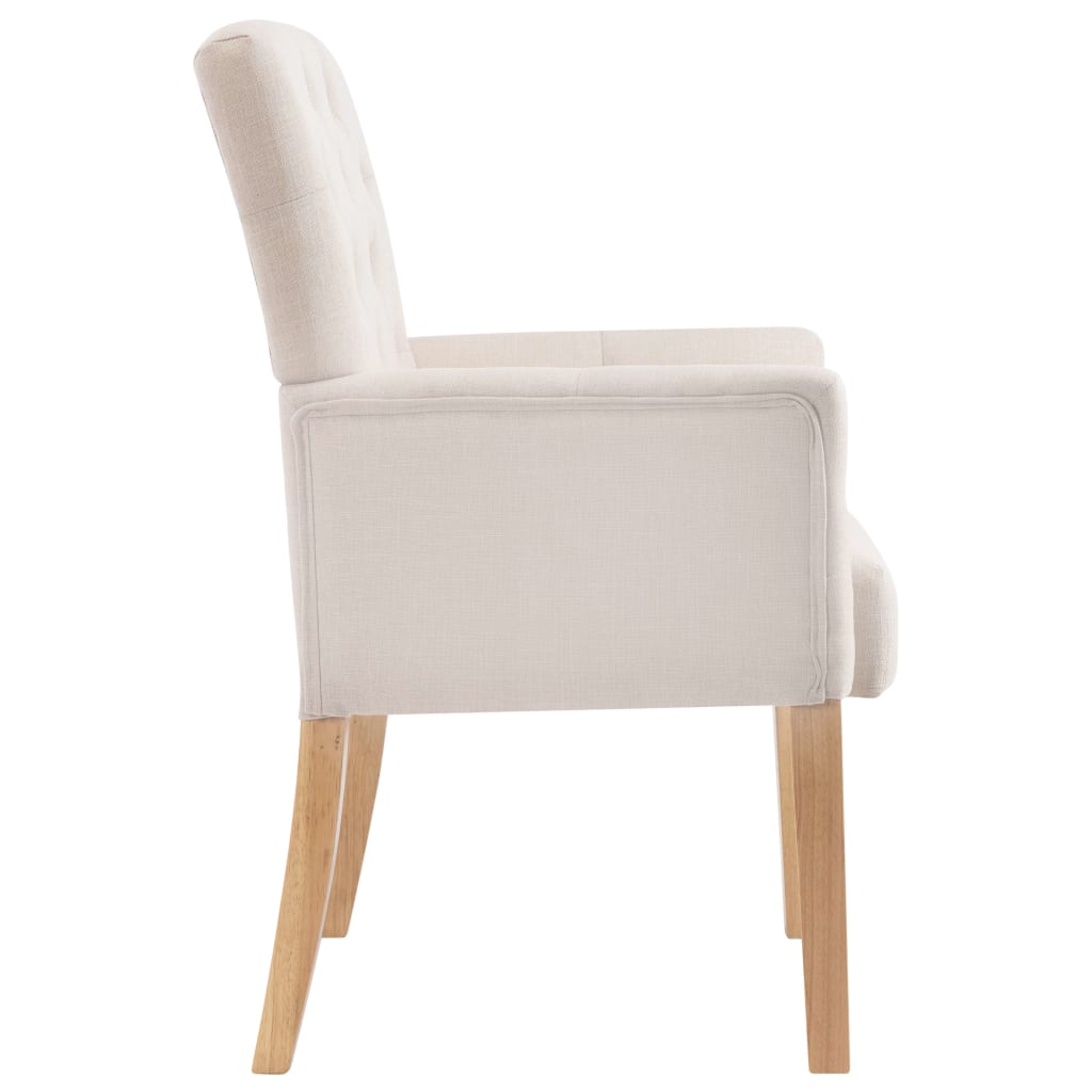 vidaXL spisebordsstol med armlæn stof beige